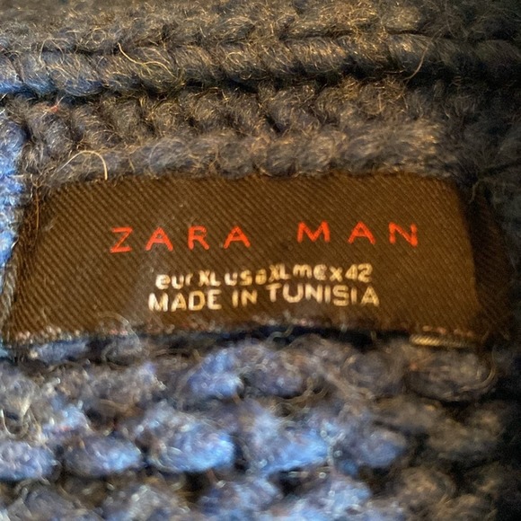 Zara Man Chunky Heavy Sweater Men’s Size XL Cowl Neck Fisherman's Acrylic Wool - Picture 12 of 16